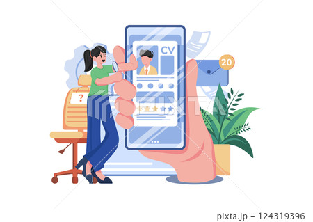 Job Recruitment Application Illustration concept. A flat illustration isolated on white background 124319396