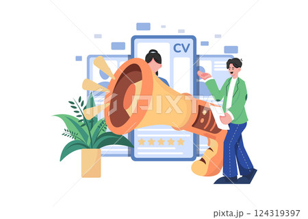 We Are Hiring Illustration concept. A flat illustration isolated on white background 124319397