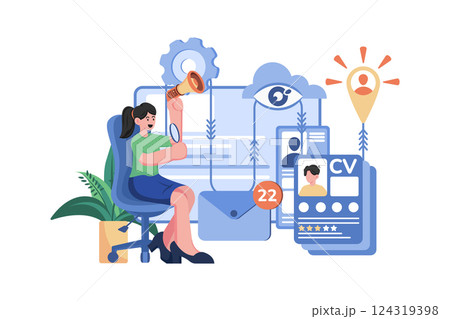 Recruitment Process Illustration concept. A flat illustration isolated on white background 124319398