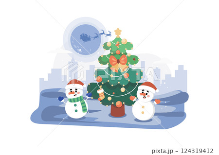 Merry Christmas Illustration concept on white background Merry Christmas Illustration concept on white background 124319412