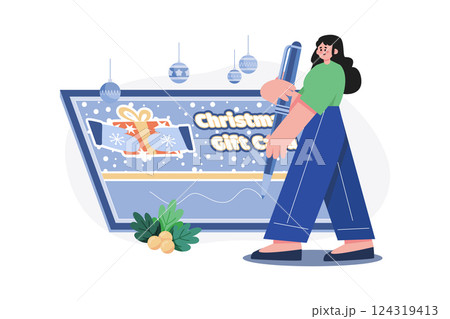 Merry Christmas Illustration concept on white background Merry Christmas Illustration concept on white background 124319413