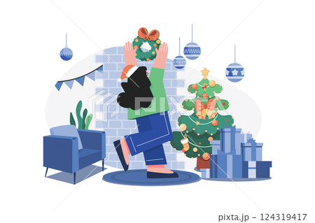 Merry Christmas Illustration concept on white background 124319417