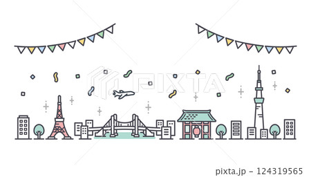 Simple illustration of facilities in Tokyo Simple illustration of facilities in Tokyo 124319565