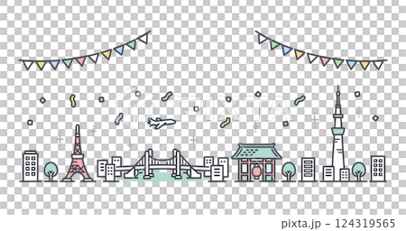 Simple illustration of facilities in Tokyo Simple illustration of facilities in Tokyo 124319565