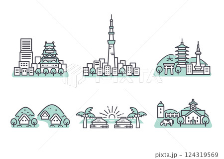 Japanese tourist destination design illustration 124319569
