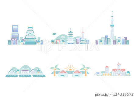 Japanese tourist destination design illustration 124319572