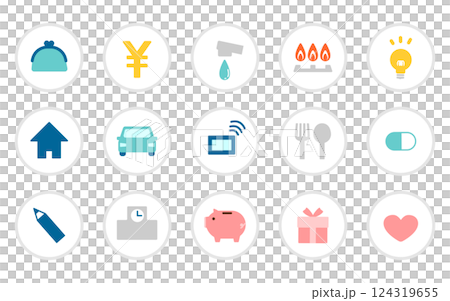 家計　出費　アイコン　セットイラスト素材 124319655