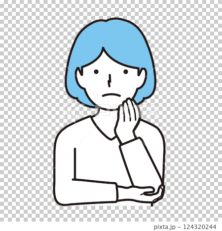 一位女士以思考的姿勢的插圖 一位女士以思考的姿勢的插圖 124320244