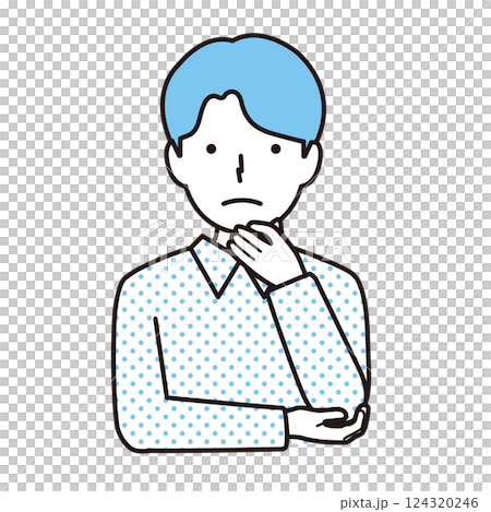 一名男子處於思考姿勢的插圖 一名男子處於思考姿勢的插圖 124320246