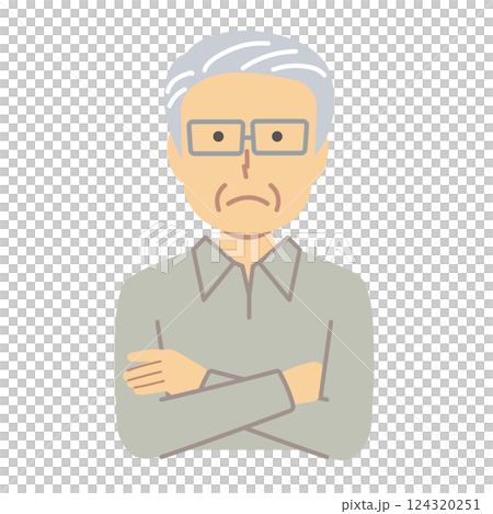 一位老人思考姿勢的插圖 124320251