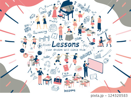 習い事を楽しむ子供たち 習い事を楽しむ子供たち 124320583