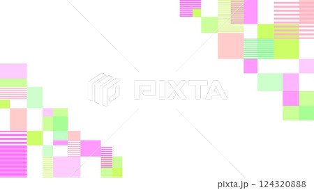 幾何学模様　フレーム　白背景　ボーダー　四角形　パステルカラー 124320888