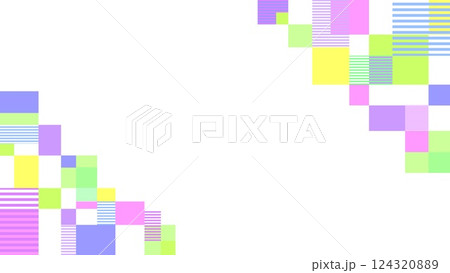 幾何学模様　フレーム　白背景　ボーダー　四角形　パステルカラー 124320889