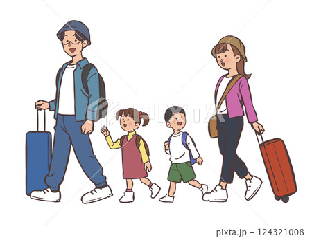 旅行に行く家族のイラスト 124321008