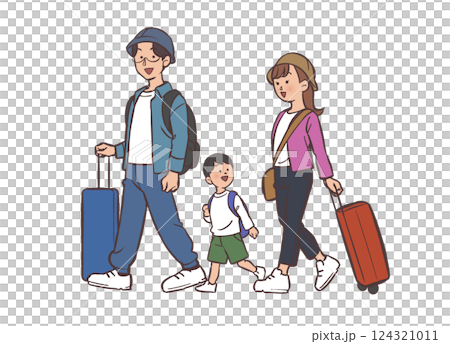 Illustration of a family going on a trip Illustration of a family going on a trip 124321011