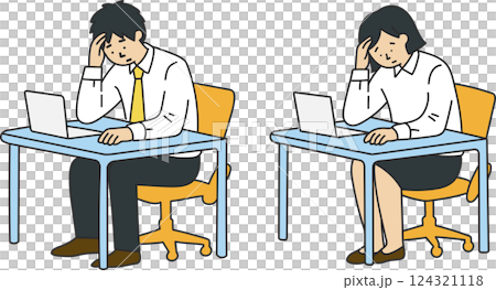 悩む会社員セット イラスト 124321118