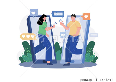 Girl And Boy Chatting On The App 124321241