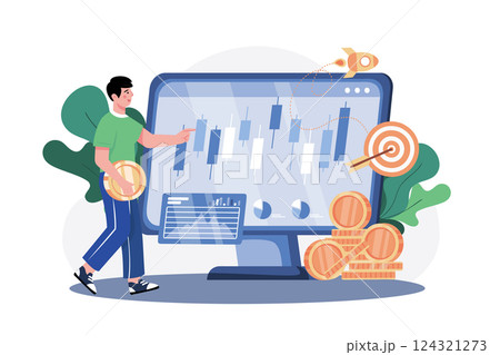 Man Looking At Cryptocurrency Trading Desk Man Looking At Cryptocurrency Trading Desk 124321273