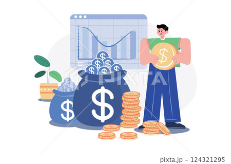 Take Investment Profit Illustration concept. A flat illustration isolated on white background 124321295