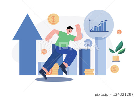 Stock Market Bubble Illustration concept. A flat illustration isolated on white background Stock Market Bubble Illustration concept. A flat illustration isolated on white background 124321297