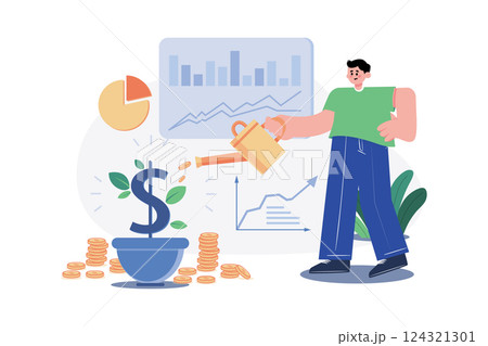 Business Investment Illustration concept. A flat illustration isolated on white background Business Investment Illustration concept. A flat illustration isolated on white background 124321301