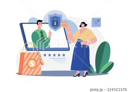 Online Payment Transaction Security Illustration concept. A flat illustration isolated on white background 124321378