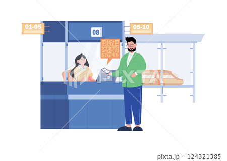 Man Doing Payment With Qr Scanner Man Doing Payment With Qr Scanner 124321385
