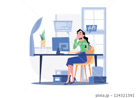 Female Employee Working On A Project Female Employee Working On A Project 124321391