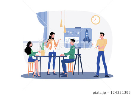 Startup Company Team Meeting In An Office 124321393