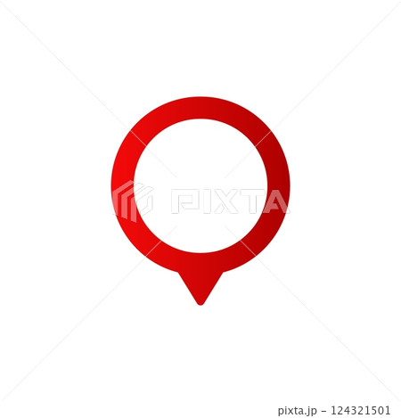 Red location pin symbol with gradient design for maps and navigation interfaces 124321501