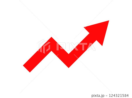 Red arrow pointing upward represents growth and progress Red arrow pointing upward represents growth and progress 124321584
