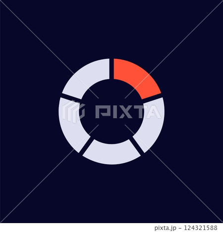 Circular loading icon with red segment indicating progress in minimalist design style 124321588