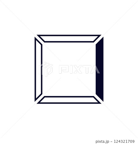 Simple minimalist geometric square design with elegantly bold dark lines on sides Simple minimalist geometric square design with elegantly bold dark lines on sides 124321709