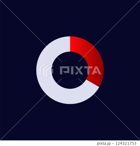 A circular design featuring a white and red pattern on a dark blue background 124321753