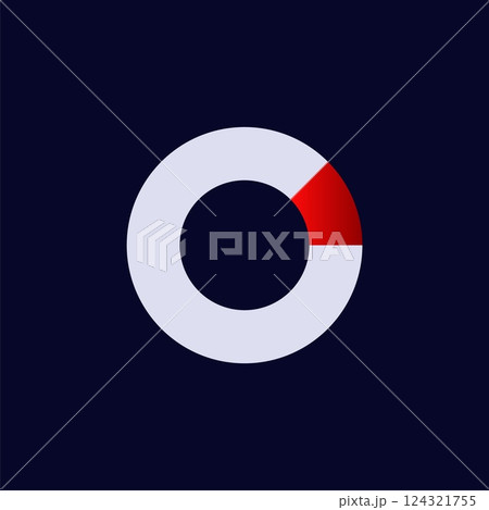 Minimalistic abstract circle design featuring a bold red segment in a unique composition 124321755