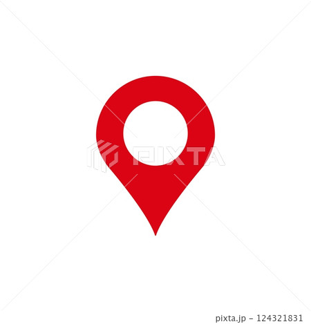 Red location pin with white circle symbolizing directions and mapping Red location pin with white circle symbolizing directions and mapping 124321831