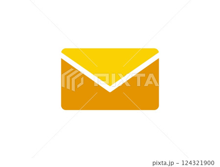 Yellow and orange envelope with simple geometric shapes in a minimalist design Yellow and orange envelope with simple geometric shapes in a minimalist design 124321900