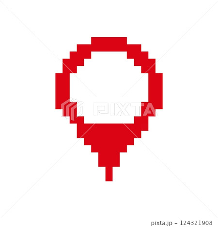 Red pixelated balloon in minimalistic square shape with bright colors and simple design Red pixelated balloon in minimalistic square shape with bright colors and simple design 124321908