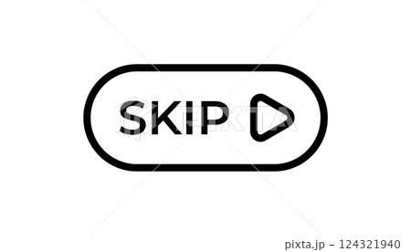 Skip icon with play button in minimalist style for digital media and interfaces Skip icon with play button in minimalist style for digital media and interfaces 124321940