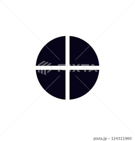 Geometric circle design with clean black and white shape in simple symmetrical style Geometric circle design with clean black and white shape in simple symmetrical style 124321960