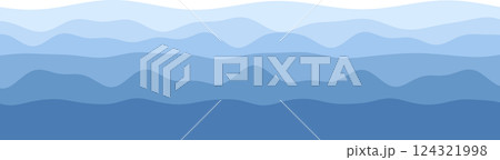 Abstract blue wave pattern in light to dark gradient hues 124321998