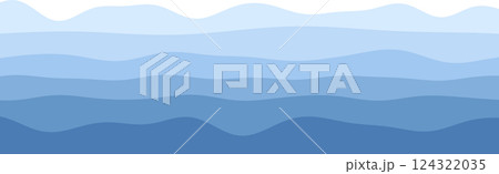 Abstract blue wave pattern with multilayered wavy lines in gradient shades 124322035