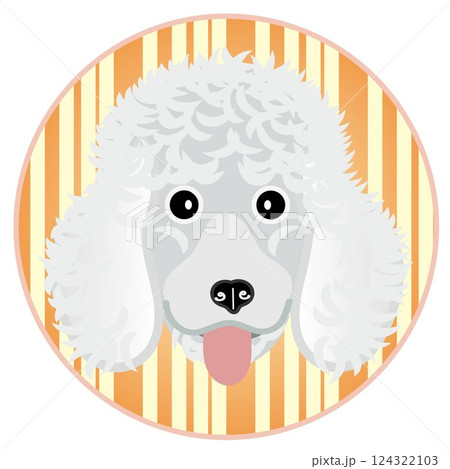 プードルの顔の円形飾り枠イラスト 124322103