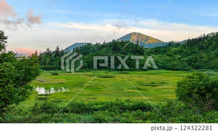夏の火打山・妙高山登山（夜明けの高谷池と火打山） 124322281