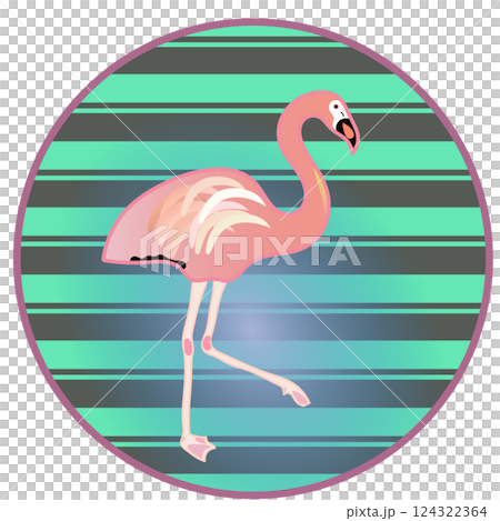 フラミンゴの円形飾り枠イラスト フラミンゴの円形飾り枠イラスト 124322364