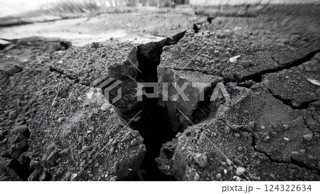 大地の陥没 ひび割れのイメージ 背景素材 テクスチャ AI生成素材 124322634
