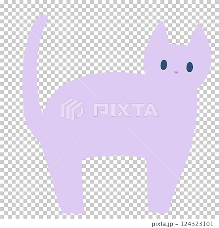 背を丸くする薄紫色のネコ 124323101