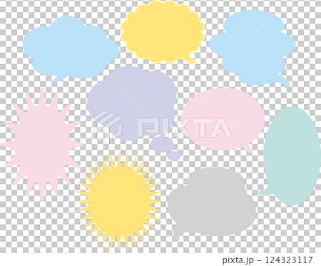Simple speech bubble manga icon line frame decoration illustration material set Simple speech bubble manga icon line frame decoration illustration material set 124323117