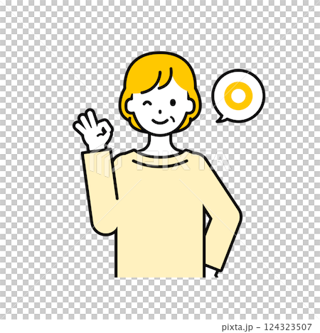 上半身のポーズ_シンプルなシニアの女性08 124323507