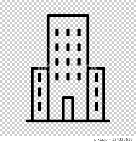 ビジネスシーンでよく使われるビルのモノクロアイコン 124323619